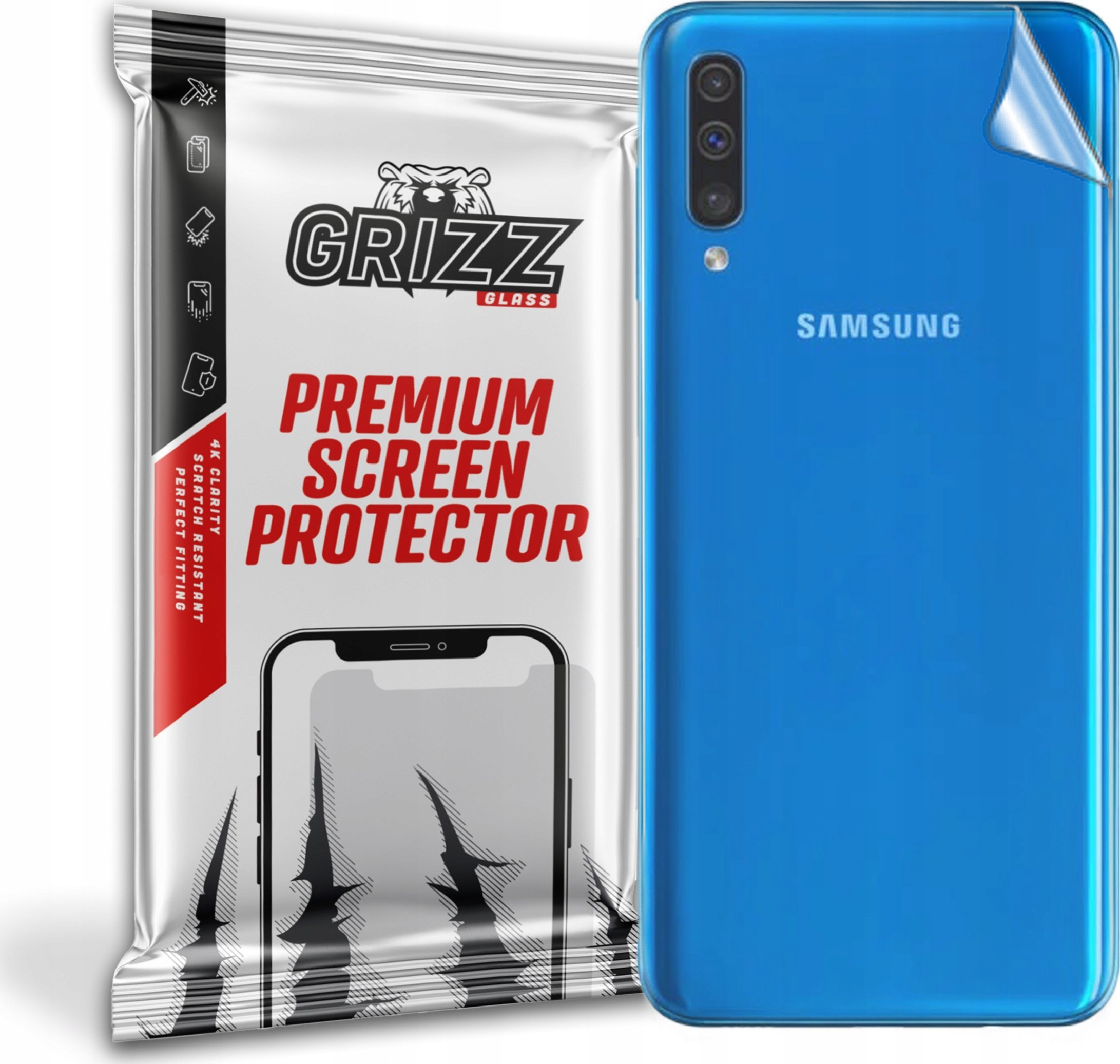 Folie mbrojtëse GrizzGlass për Samsung Galaxy A50, pjesa e pasme, transparente