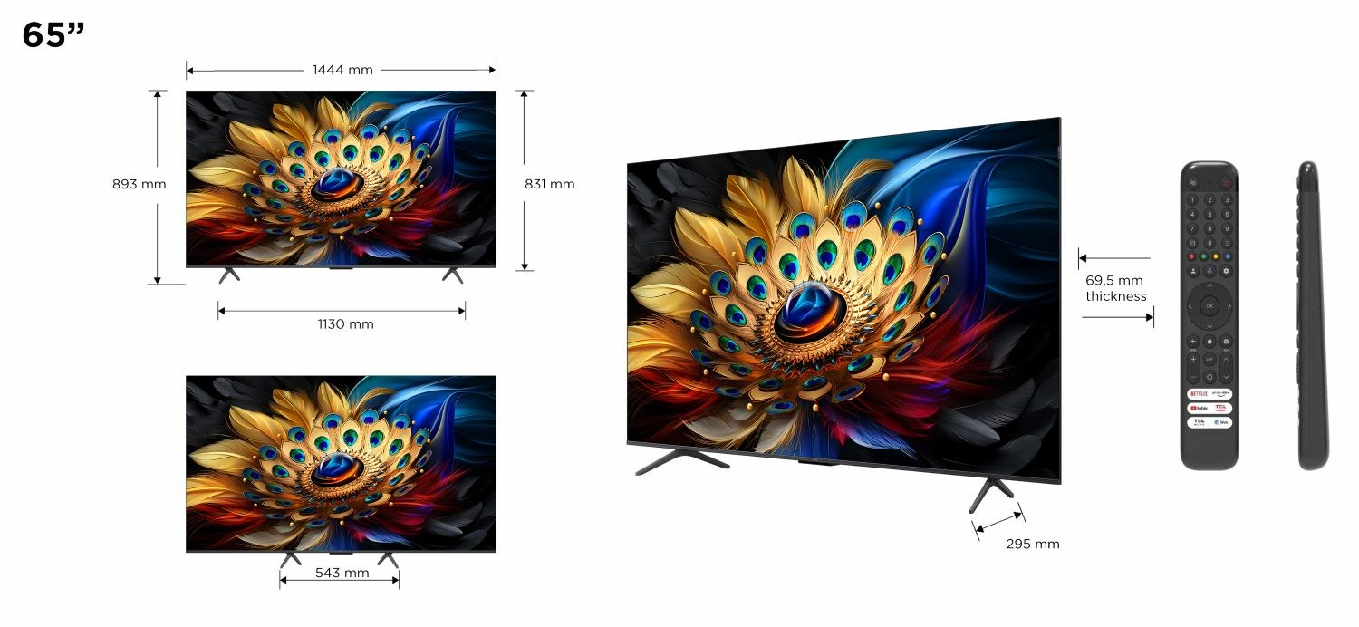 TV TCL 65C655, 65", 4K Ultra HD, QLED, Google TV, i zi