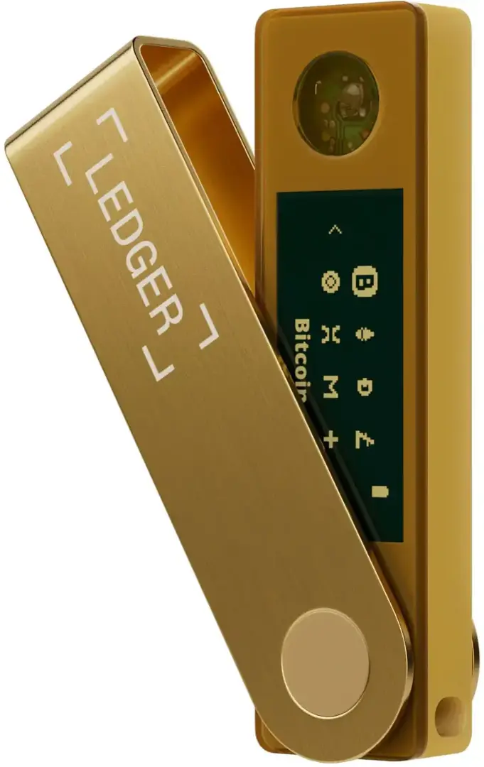 Pajisje për kriptovaluta Ledger Nano X, e artë