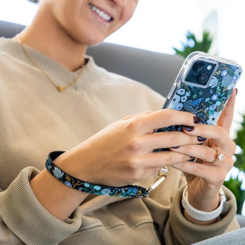 Rrip telefoni Rifle Paper Co Garden Party Blue, lëkurë vegane, dizajn me lule, blu