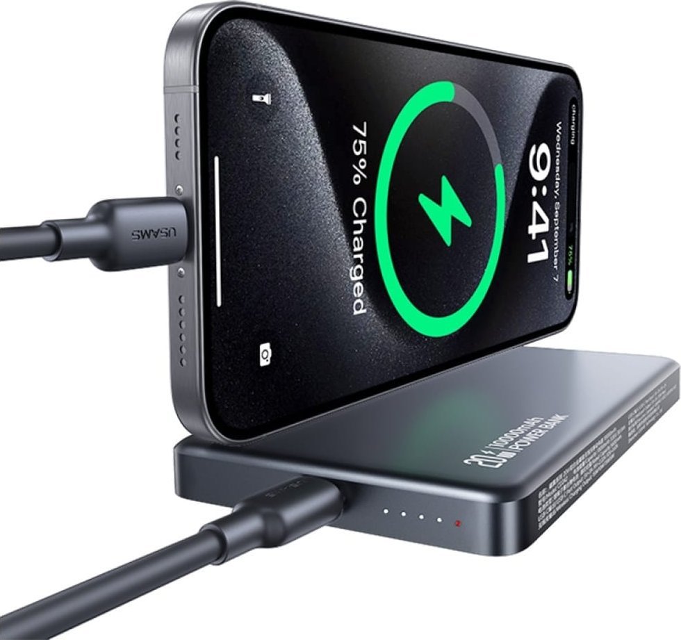 Power bank Usams CY Series CD242, 10000mAh, karikim wireless magnetik 20W, i zi