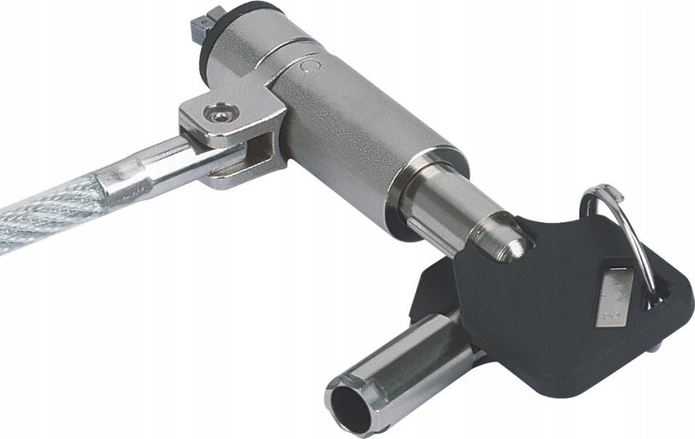 Kabllo sigurie për notebook Techly Wedge Lock, 1.8m, me çelës, argjendtë