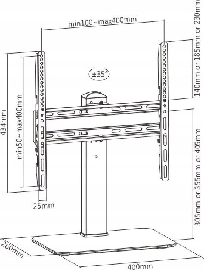 Qëndrim televizori Techly, 32"-55", deri 40kg, i zi