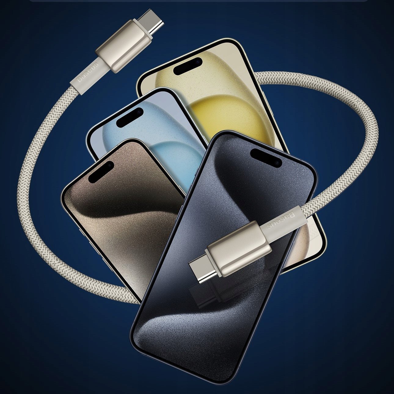 Kabllo karikimi Baseus Tungsten Gold Type C në Type C, 100W, 2m, e bardhë