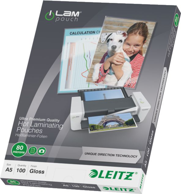 Folie laminimi Leitz UDT, A5, 80 mikron, transparente
