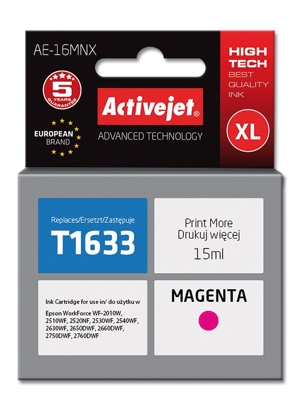 Ngjyrë për printer Activejet AE-16MNX (zëvendësim për Epson 16XL T1633), 15 ml, vjollcë