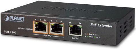 Ekstender PoE Planet POE-E202, 1x PoE+, 2x Gigabit PoE, i zi