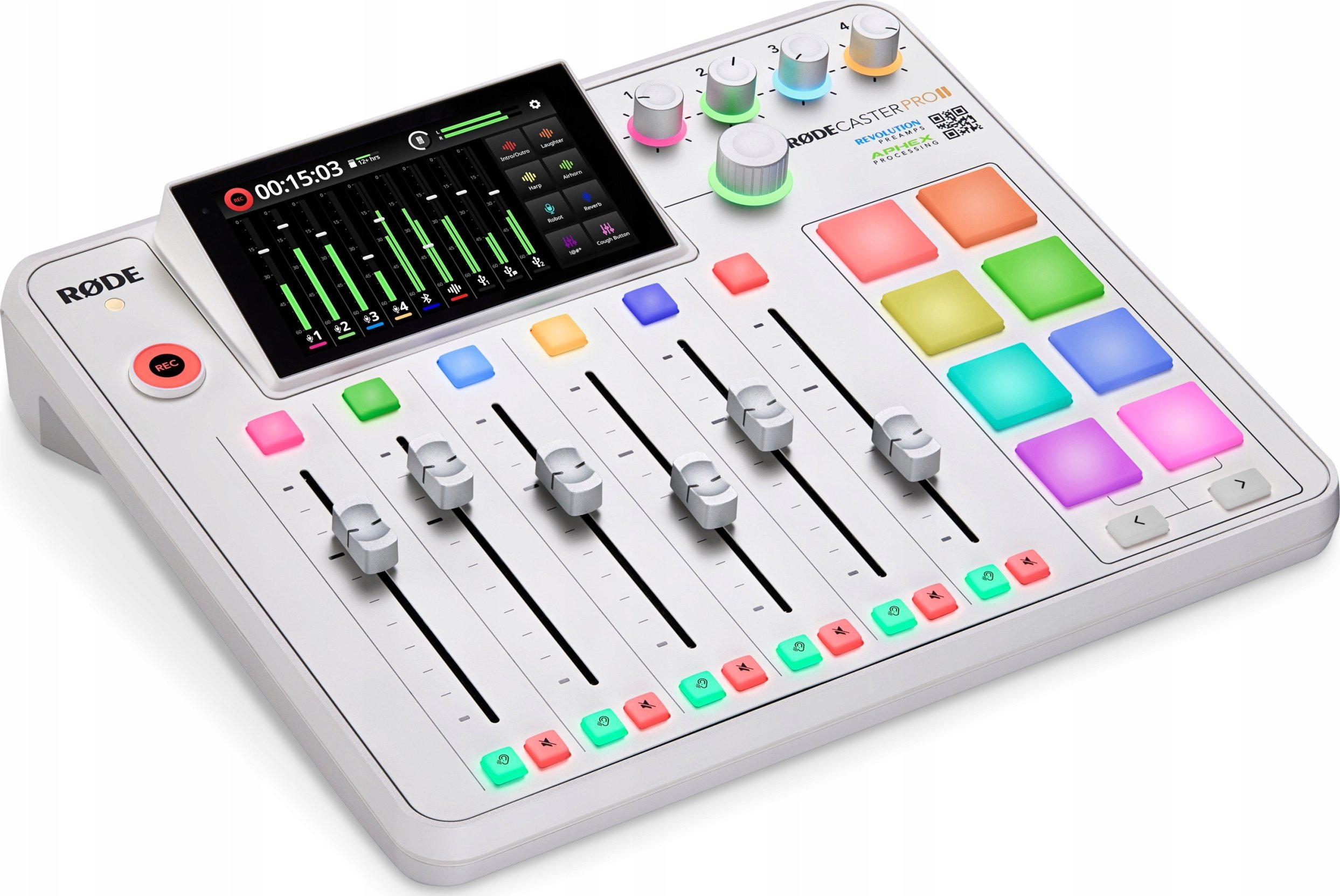 Аудио миксер RODE RODECaster Pro II, компактно студио за подкаст, бел