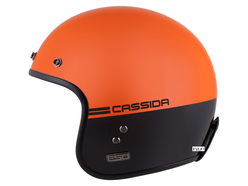 Helmë moto CASSIDA Eso Super Hooligan, fibër xhami, ECE 22.06, e zezë portokalli pearl