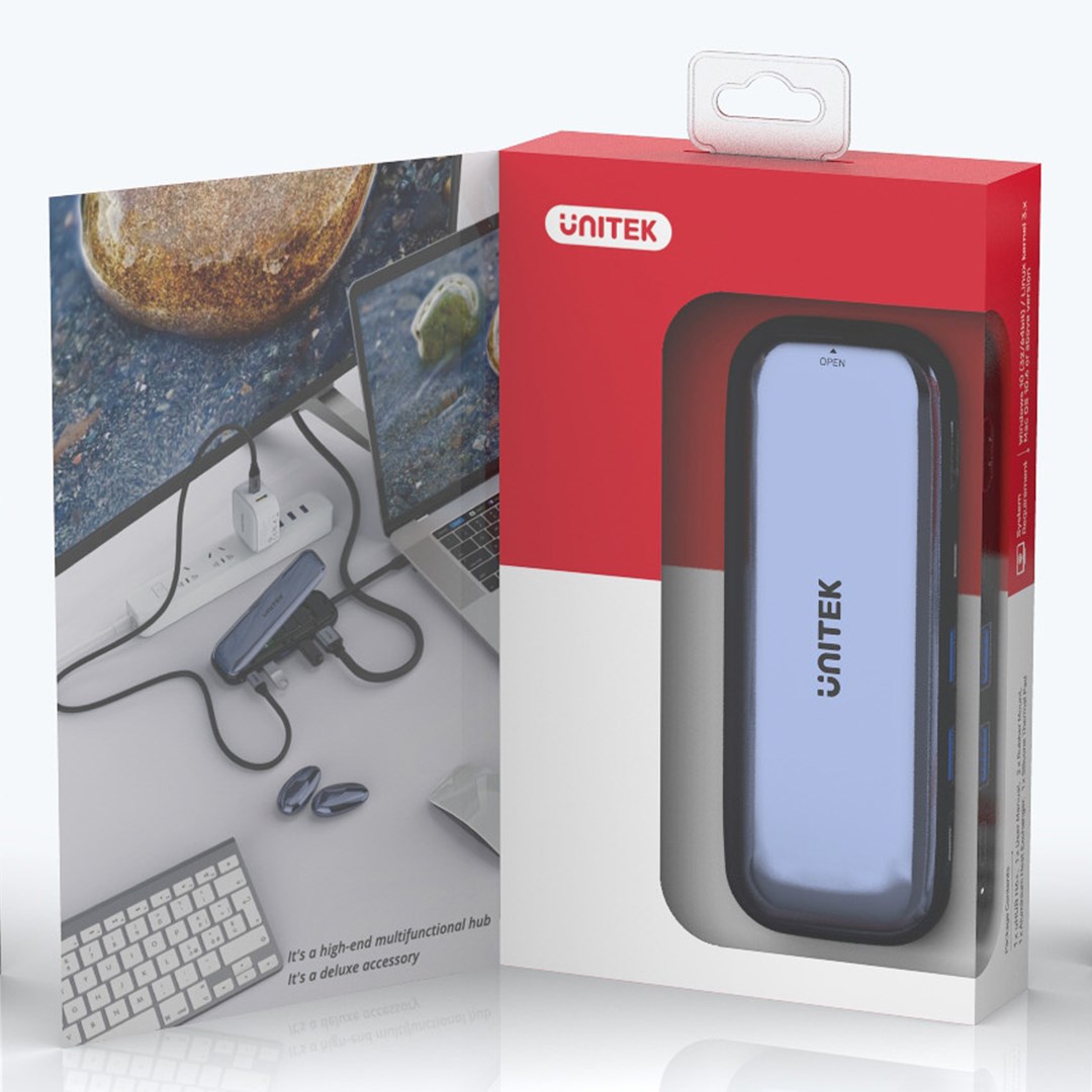 USB Hub Unitek D1046A uHUB H6, 6-në-1, USB-C, M.2 SSD, i hirtë
