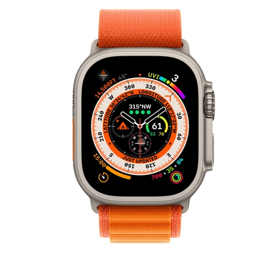 Apple Watch 49mm Band, Orange Alpine Loop - Medium