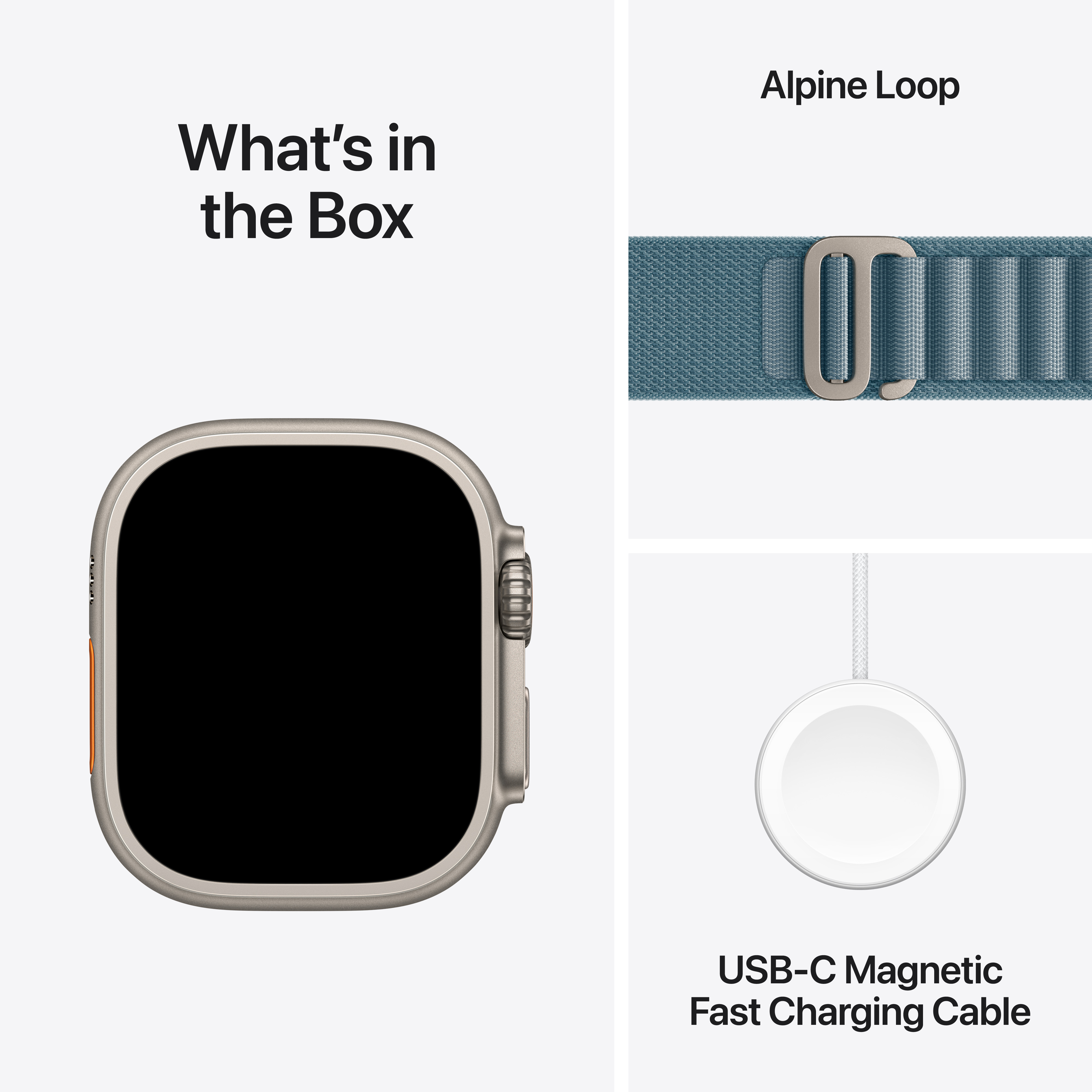 Apple Watch Ultra 3 Cellular 49mm Natural Titanium Case with Light Blue Alpine Loop, Large