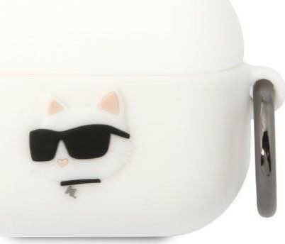 Mbulesë Karl Lagerfeld KLAPRUNCHH për Apple AirPods Pro, silikon, Choupette 3D, e bardhë
