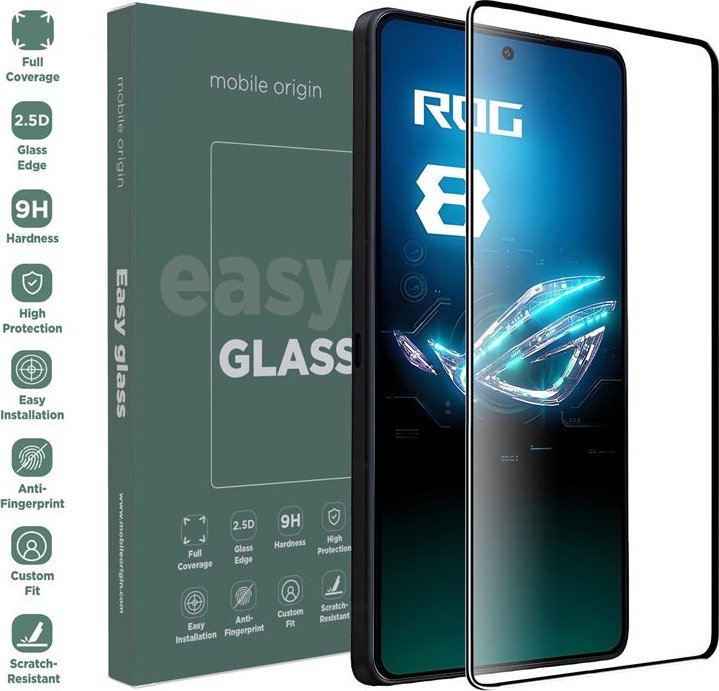 Xham mbrojtës Mobile Origin EasyGlass për Asus ROG Phone 8 Pro, Double Strong, transparen