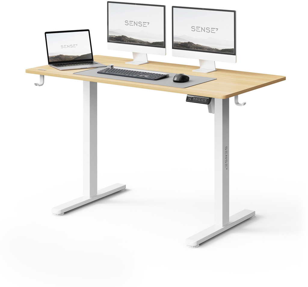 Tavolinë elektrike SENSE7 NOJO LIGHT, 120 cm x 60 cm, kafe e hapur / bardhë