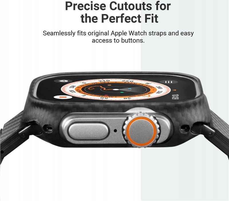 Mbulesë PITAKA Air Case për Apple Watch Ultra 49mm, fibra aramid, e hollë, e zezë gri