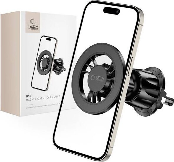 Mbajtëse magnetike për veturë Tech-Protect N56, MagSafe, për grilë ajri, e zezë
