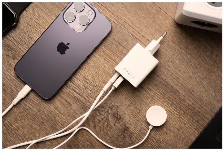 Karikues FIXED Mini me USB-C + USB-A, PD, 45W, i bardhë