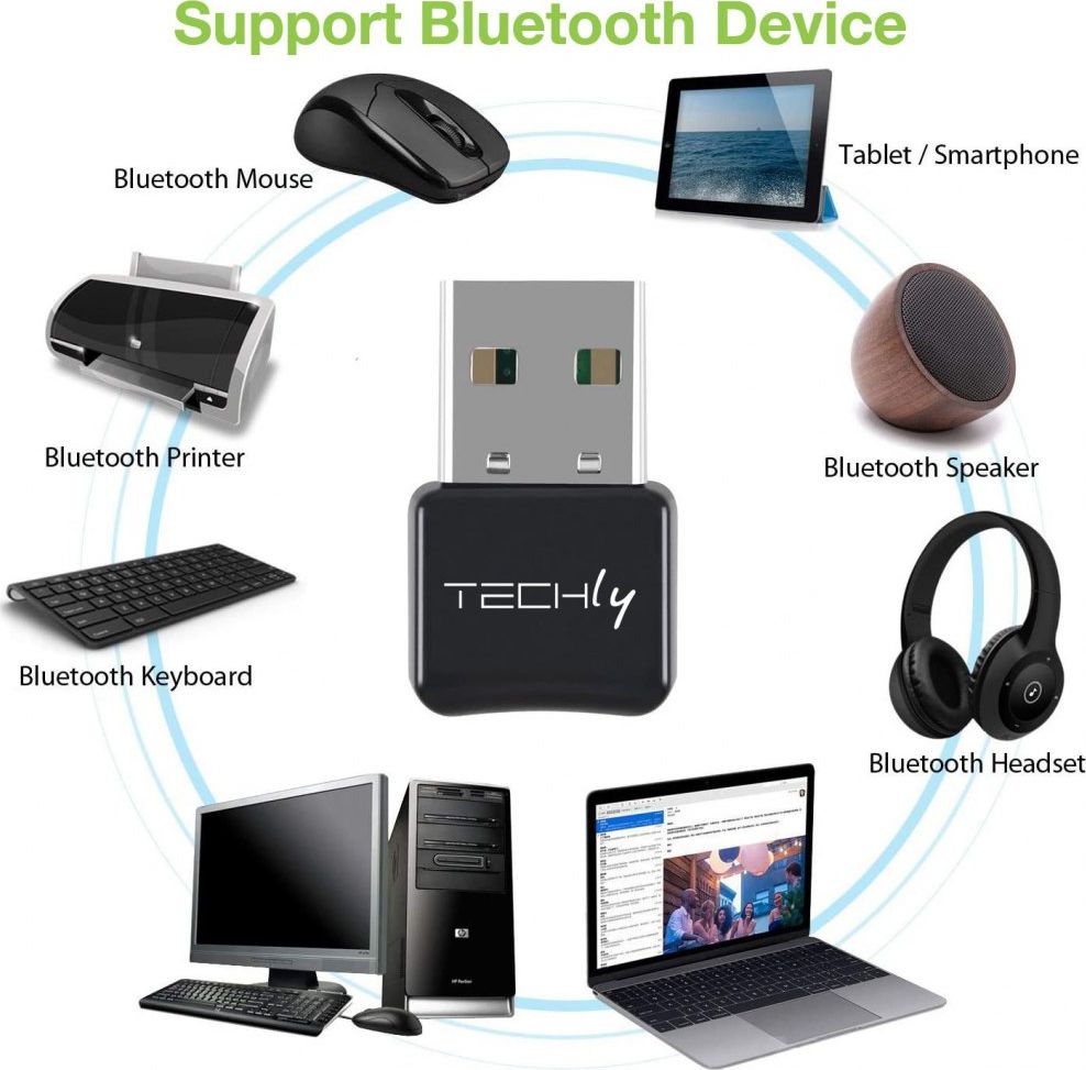 Adapter Bluetooth Techly IDATA USB BLT5, Bluetooth 5.0, rreze 10m, i zi