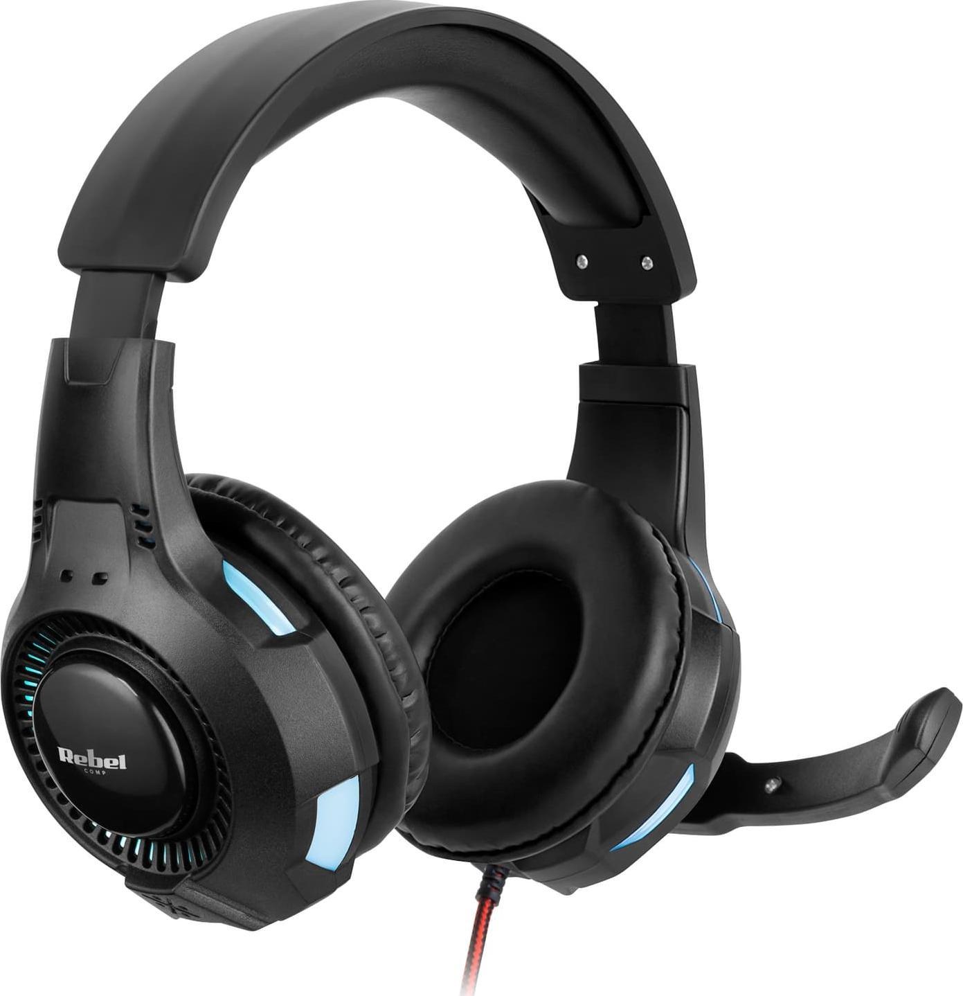Гејминг слушалки Rebel Comp GH-20, со микрофон, RGB, црни