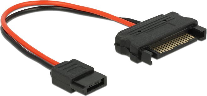 Kabllo Delock (84873), SATA 15 pin - SATA 6 pin, 0.1 m, e kuqe