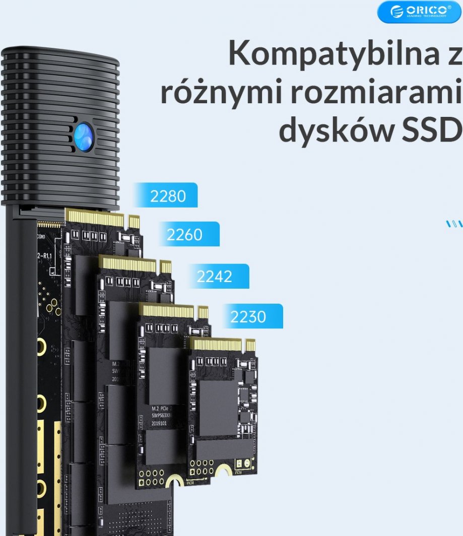 Kuti për SSD Orico M2 NVMe PWM2 G2 BK EP, USB C 10Gbps, alumini, e zezë