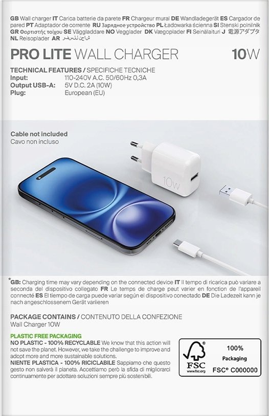 Полнач USB Puro PRO LITE, Type A, 10W, бел