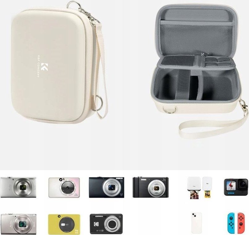 Çantë mbrojtëse për kamerë K&amp;F Concept, mini, trup i fortë EVA, bezhë