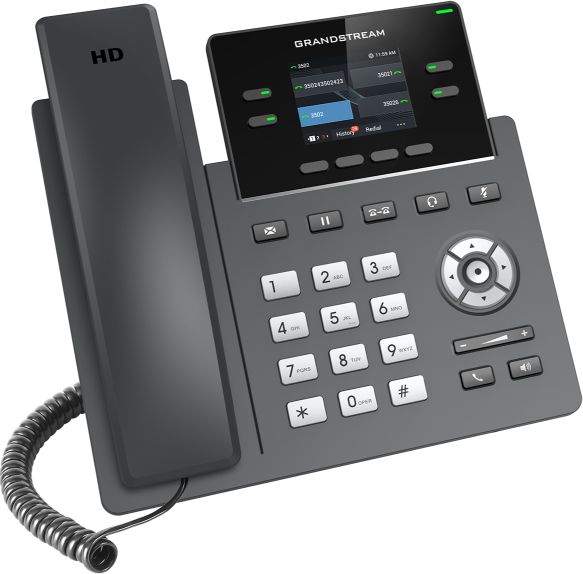 Telefon IP Grandstream GRP2612P, 2 linja, me PoE, i zi