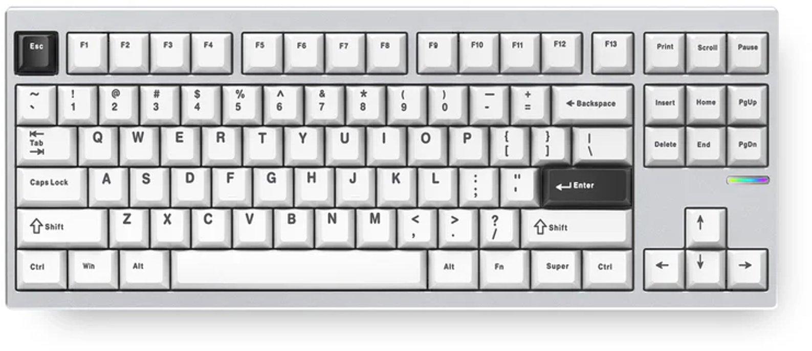 Tastierë mekanike MCHOSE GX87 Aluminum ULTRA, wireless, RGB, argjendtë