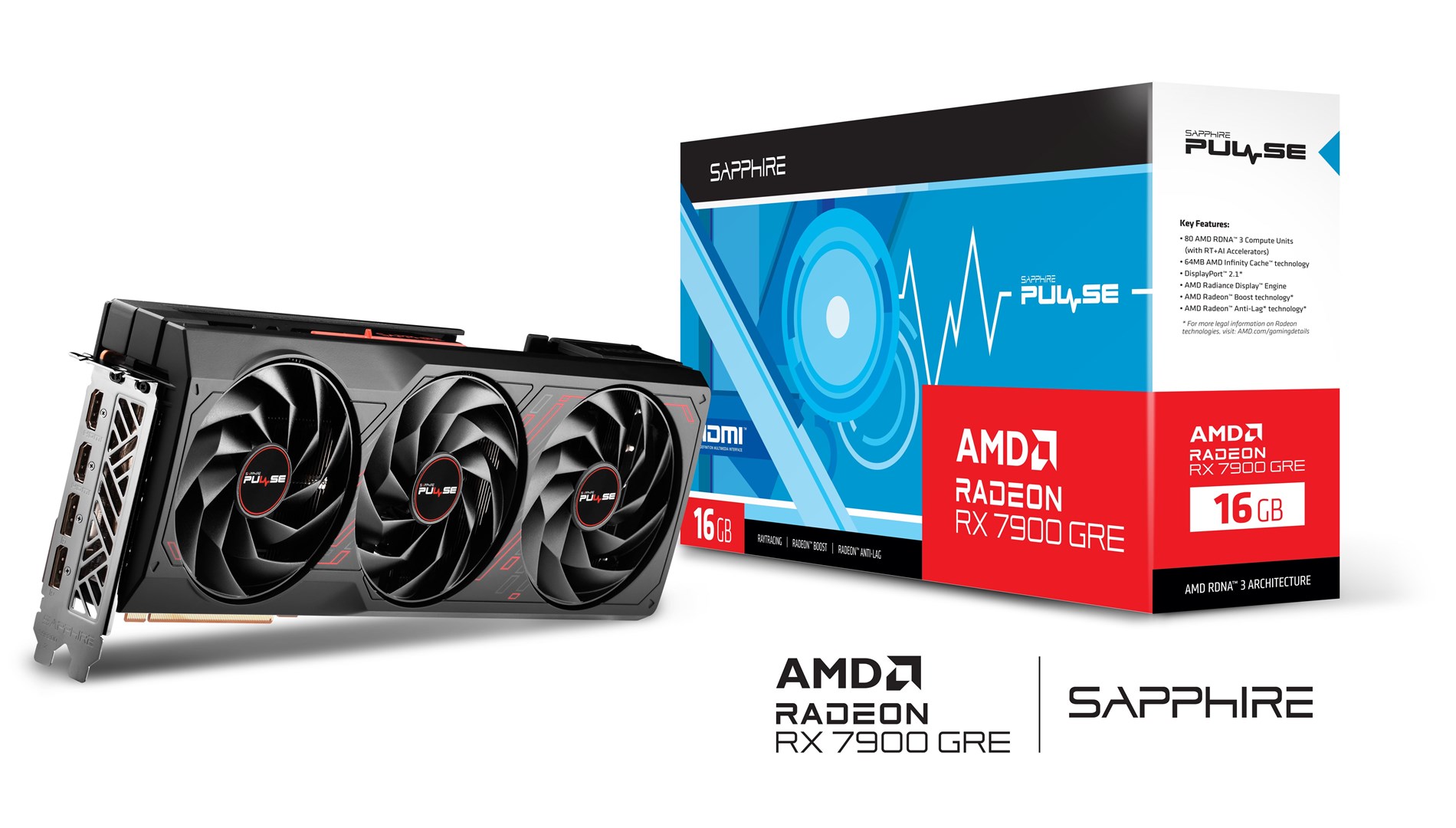 Kartë grafike Sapphire PULSE AMD Radeon RX 7900 GRE, 16 GB GDDR6