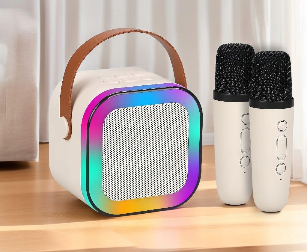 Set karaoke me altoparlant portativ, 2 mikrofona, me bateri, i zi