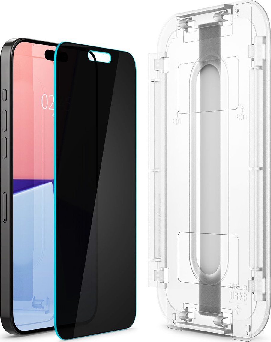 Mbrojtës ekrani Spigen Glass tR EZ Fit Privacy, 2 copë, për iPhone 15 Pro Max, transparent