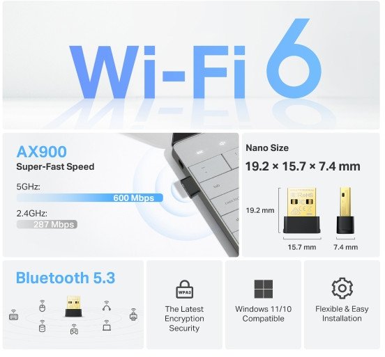 Adapter Wi-Fi TP-Link Archer TX10UB Nano, AX900, Dual Band, i zi