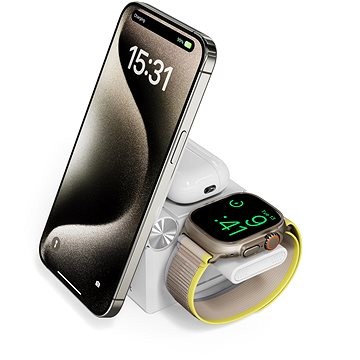 Karikues wireless 3 në 1 CubeNest E311 MagSafe, 20W, me adaptor, i bardhë