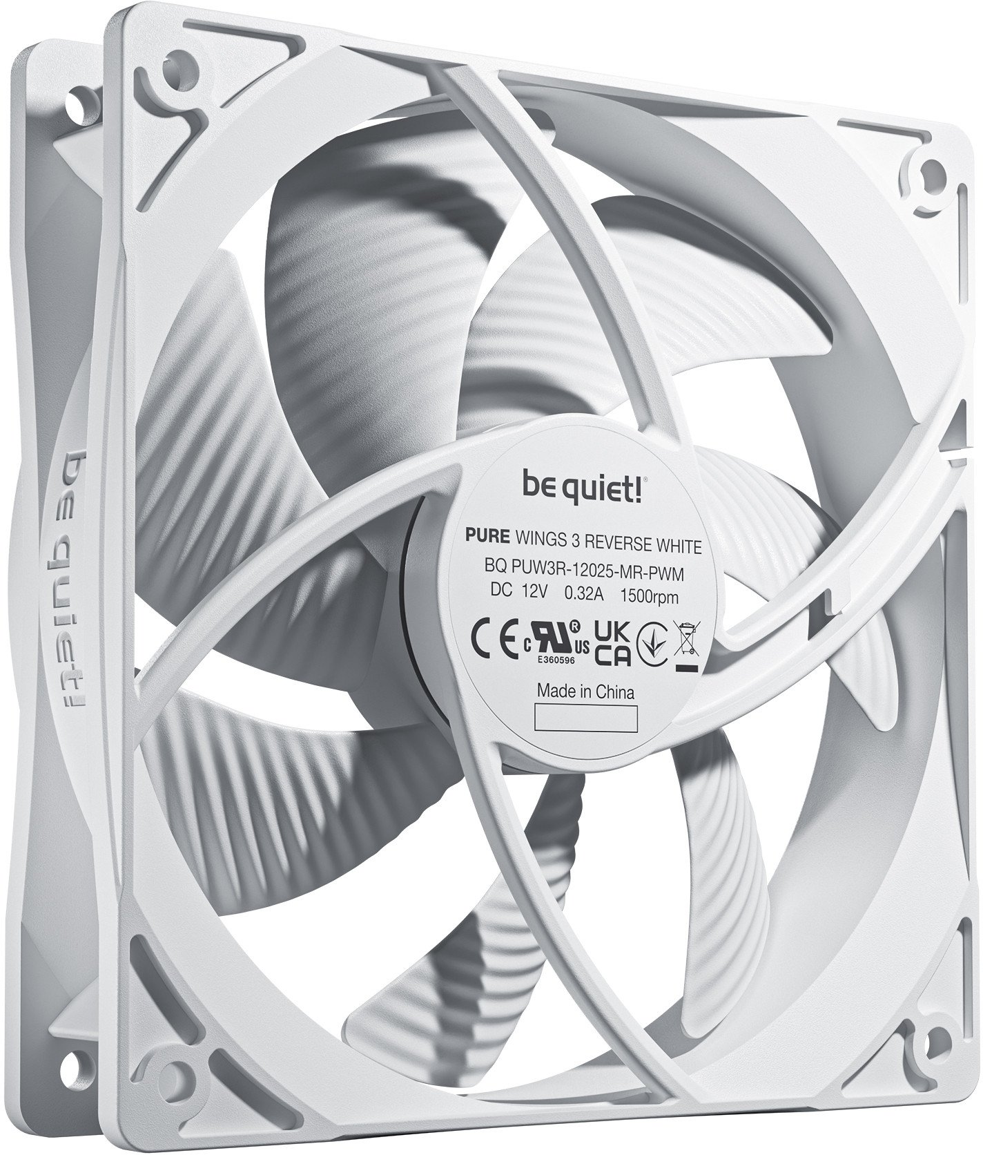 Ventilator PC Be Quiet Pure Wings 3 PWM Reverse, set 3x120mm, i bardhë