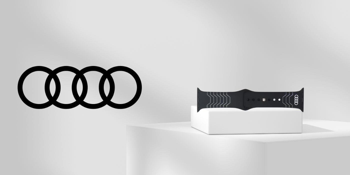 Rrip dore Audi Geometric Pattern Silicone për Apple Watch 4 5 6 7 8 9 10 SE, 40 41 42mm, i zi