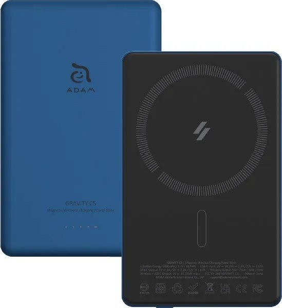 Powerbank magnetik ADAM Elements Gravity C5, i kaltër/zi