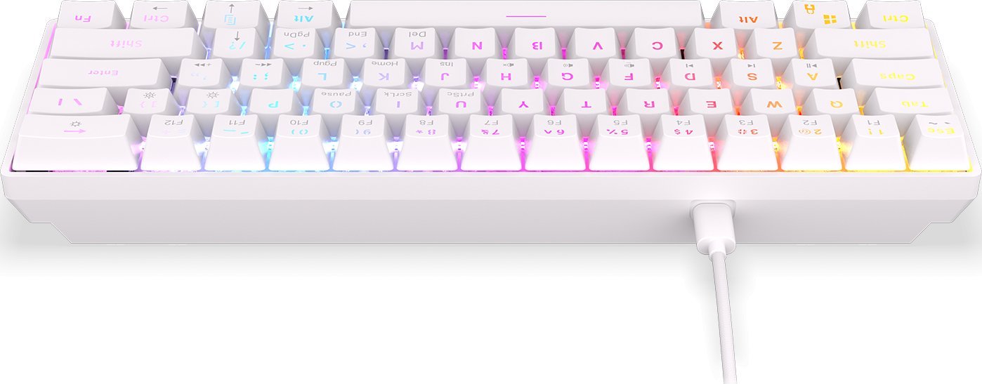 Tastierë mekanike Krux Qara 60%, 61 taste, RGB, e bardhë