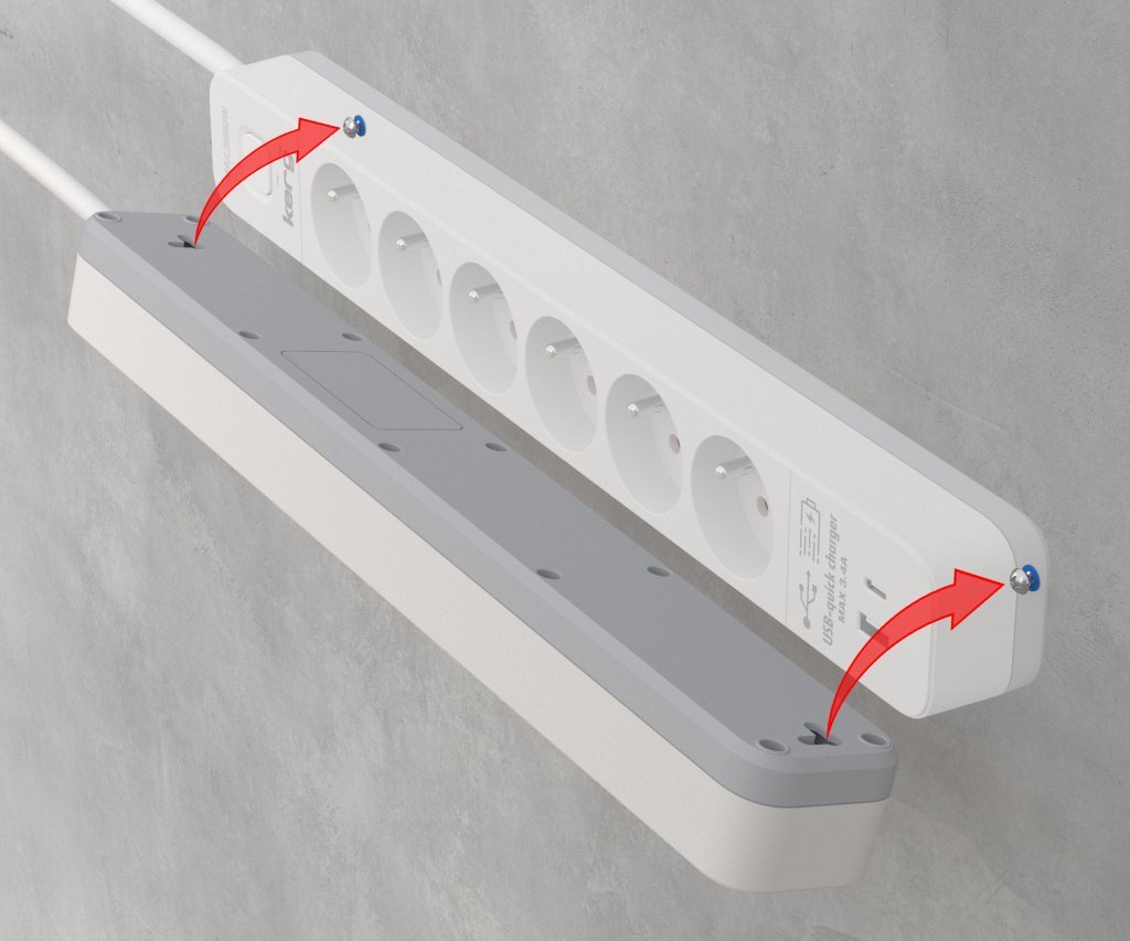 Multiprize KERG Triton, 6 dalje, USB A dhe USB C, kabllo 1.5m, e bardhë