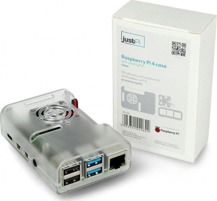 Kuti mbrojtëse JustPi Enclosure për Raspberry Pi 4B, me ventilator, e zezë