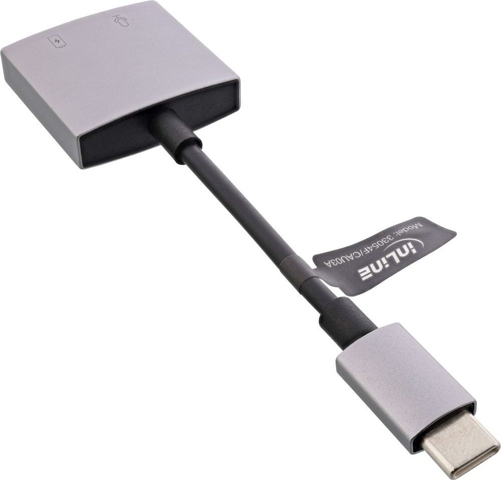 Adapter audio USB C InLine, USB C në 3.5mm, PD 30W, gri