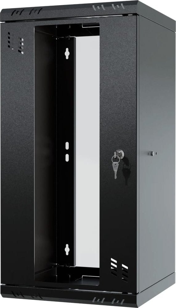 Kabinet rack Intalan 10" 12U, 300mm, montim në mur, i zi