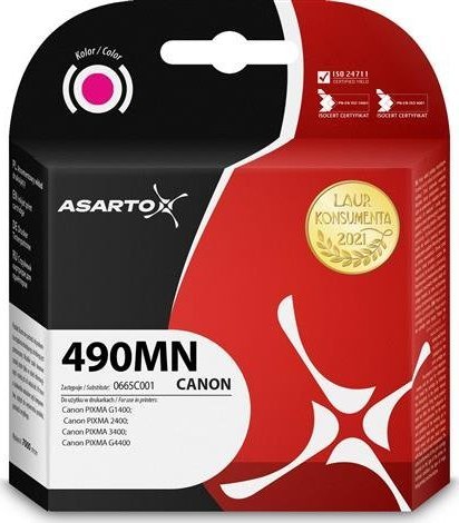 Bojë printeri Asarto për Canon 490MN 0665C001, 70ml, magenta
