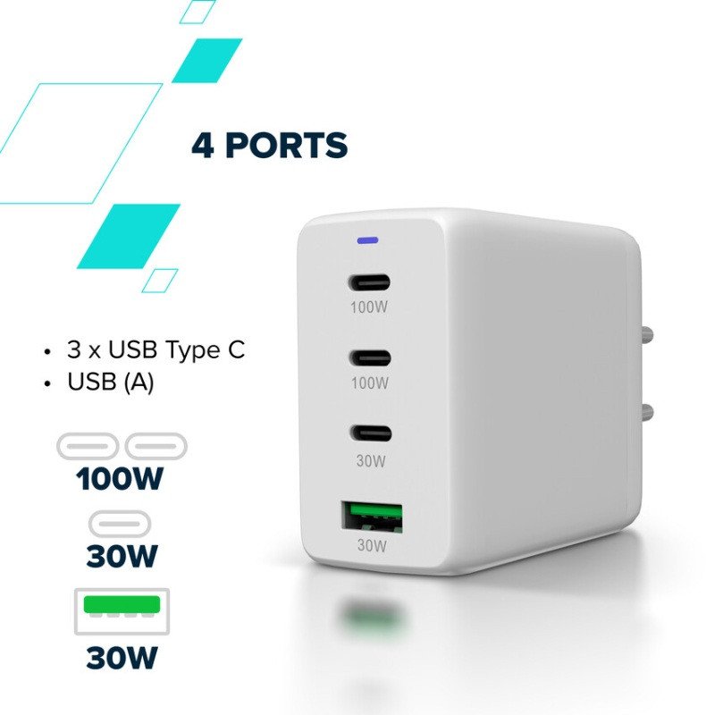 Karikues USB Canyon CU100ACC, GaN 100W, 3x USB C 1x USB A, i bardhë