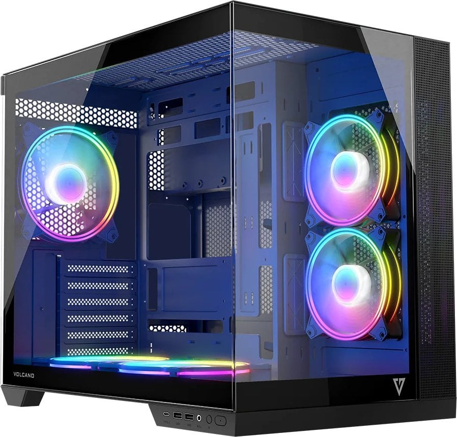Kuti PC gaming Modecom Volcano Panorama Apex, ATX, 5 ventilatorë ARGB, gri
