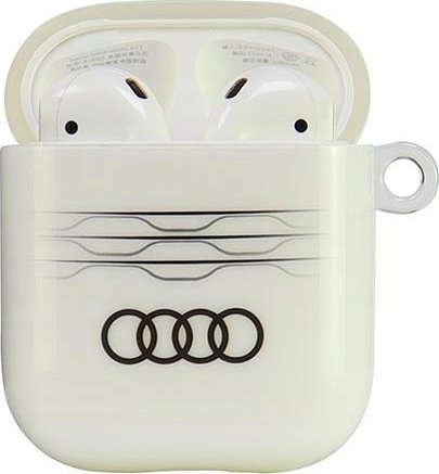 Mbulesë për AirPods Audi IML Geometric Pattern, mbrojtëse, e bardhë