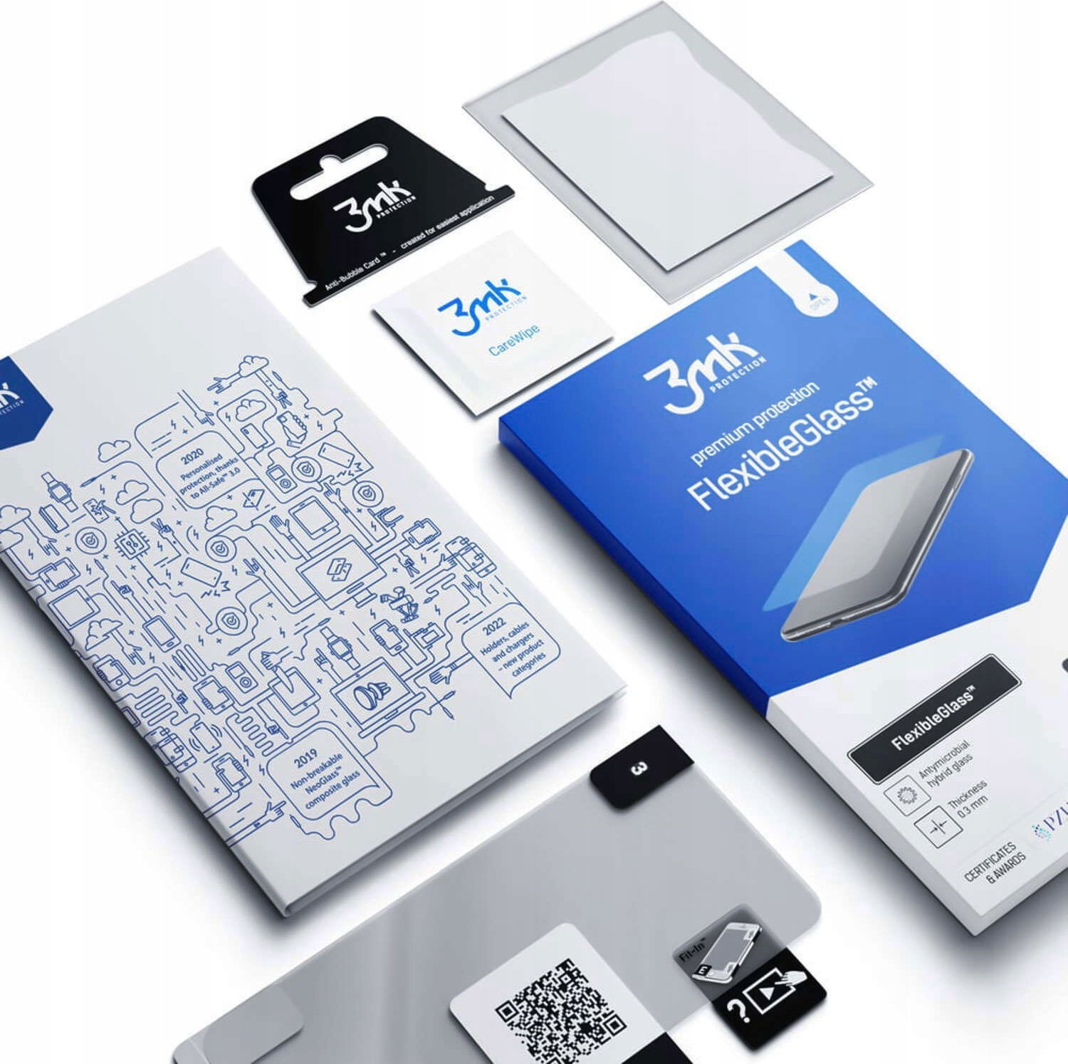 Xham mbrojtës 3MK FlexibleGlass për Samsung Galaxy A35 A55, 0.3mm, 7H, transparent