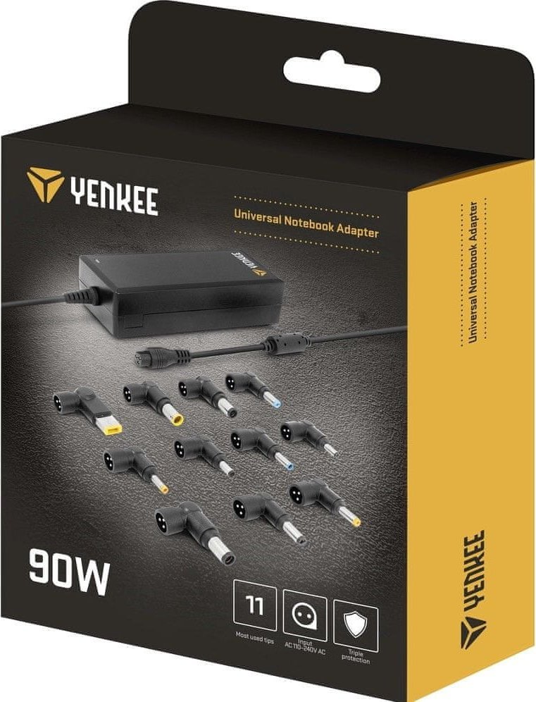 Adapter universal për notebook Yenkee YAU 90112, 90W, i zi