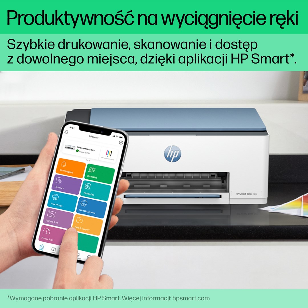 Printer multifunksional HP Smart Tank 585, Inkjet termal, i kaltër
